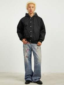 XINYINSU High Street Design amerikanischer Retro-Ketten 3D-Druck Inkjet Dreidimensionale verwaschen abgenutzt weite und bequeme Schlagjeans für Herren Halloween