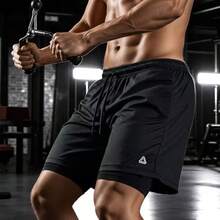Men's 2-In-1 Double Bermuda Shorts Gym Casual Workout Inner Pocket