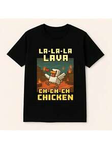 [100% Cotton]Retro lava chicken shirt - black - sweat-absorbent odorless fabric T-shirt Menswear Top Streetwear Tshirt - Noir - Voir 1