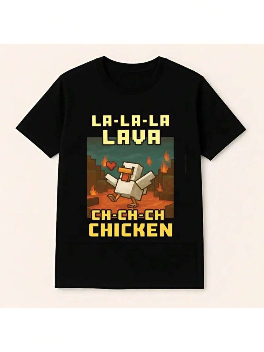 [100% Cotton]Retro lava chicken shirt - black - sweat-absorbent odorless fabric T-shirt Menswear Top Streetwear Tshirt - Noir - Voir 1