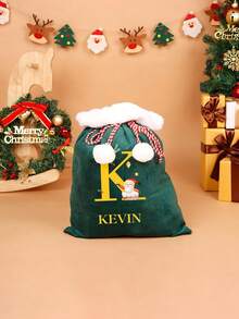 Customized Christmas Gift Bag, Velvet Fabric, Heat Transfer Printing, Christmas Gift Bag For Family, Friends, Kids, Home Decor, Holiday, Christmas Decoration - Multicolor - View 8