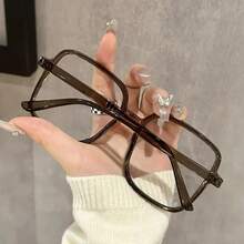 Women's Elegant Square Glasses - Non-Daily And Formal Glasses, Simple And Fashionable Black Frame, Suitable For Casual And Formal Occasions - Lightweight And Durable Design, Fashionable Glasses - 1件 黑白平面 - 查看 2