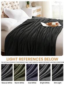 1pc Flannel Blanket - Soft Rustic Throw Blanket, Stripes, Luxury Style, Easy Care, Lightweight, And Versatile Throw Blanket, Multiple Available, Suitable For All Seasons, Throw For Multi-Purpose, Sofa Bed Blanket, Holiday Party Decoration, Machine Washable, Bed Blankets & Towel Blankets, 280GSM, Oeko-Tex, Black Blanket