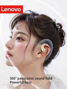 Lenovo Tai nghe không dây dạng mở mới năm 2025, Chống ồn cuộc gọi thông minh, Thời lượng pin dài, Màn hình hiển thị nguồn kỹ thuật số, Vừa vặn thoải mái khi chơi thể thao ngoài trời - đá mặt trăng màu trắng - Xem 7