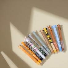 3/8支双色中性可擦笔 中性笔 双色(红蓝) 0.5mm 卡通动物文具可爱可擦易擦多色学生笔 卡通双色笔 老虎 小猴子 蜜蜂 大象耳朵 可爱高颜值可擦笔