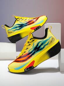 Lightweight & Breathable Running Shoes For Men & Women - Neon Green/Orange/Blue/Pink/Purple Gradient Low-Top Sneakers With Shock-Absorbing MD Outsole, Arch Support And Traction Pattern - Suitable For Gym, Marathon, Fitness, Jogging, Gymnastics, Track & Field - Comfortable Athletic Shoes