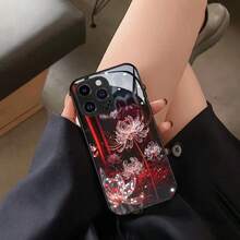 Crystal Red Spider Lily Pattern Phone Case  For IP 17 17AIR 17PRO 17PROMAX 16Promax 16Pro 16Plus 16 15Promax 15Pro 15Plus 15 14Promax 14Pro 14 13Promax 13Pro 13 12Promax 12Pro 12 11Promax 11Pro 11,  Galaxy S22 S23plus S24ultra S24FE S25plus S25  S21 S20FE S20plus S10e S10plus   Note20 Ultra   Note9 A71 A56 A55 A54 A53 A52 A51 A36 A35 A34  A32 A26 A25 A24 A23 A16 A15 A14 A06 A05S A05 A03S Fashionable Black Slim Glass Back Cover - 黑色 - 查看 5