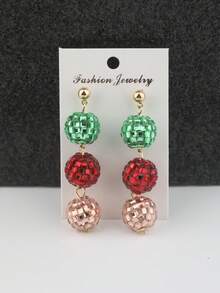 1 Pair Glass Disco Ball Multicolor Dangle Earrings, Party & Holiday Jewelry - Colorful - View 8