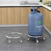 1pc Adjustable Plastic Bucket Base With Caster Wheels, Heavy Duty Mobile Stand, Suitable For Water Bottles And Gas Cylinders, Multi-Functional Kitchen Storage Rack - Multicolor - View 2