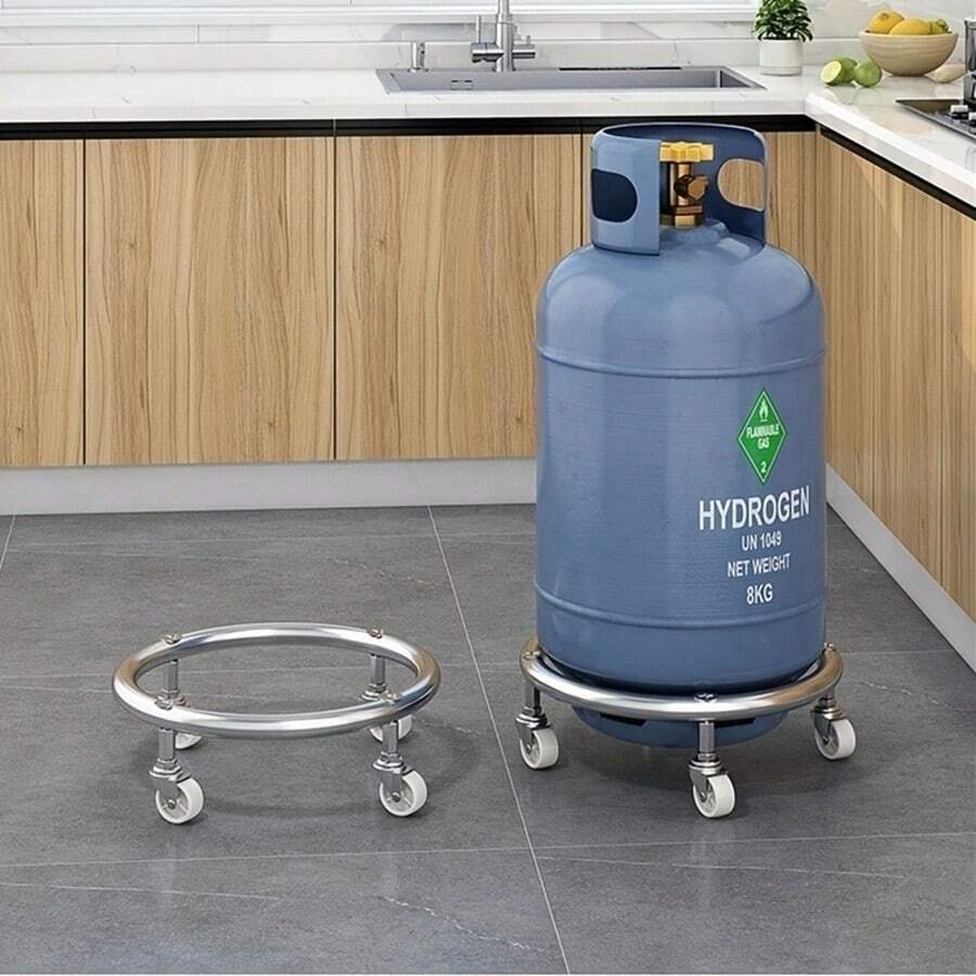 1pc Adjustable Plastic Bucket Base With Caster Wheels, Heavy Duty Mobile Stand, Suitable For Water Bottles And Gas Cylinders, Multi-Functional Kitchen Storage Rack