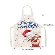 1 件可爱圣诞主题亚麻儿童围裙，节日姜饼、雪花印花、圣诞老人、腊肠犬，适合圣诞节派对