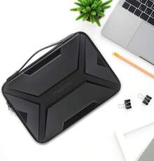 Funda para portátil de 15.6 pulgadas, protector impermeable y a prueba de golpes, bolsa de computadora de EVA con diseño artístico geométrico y asa, compatible con MacBook Pro 16, HP, , ASUS Notebook, negro - Negro - Ver 4