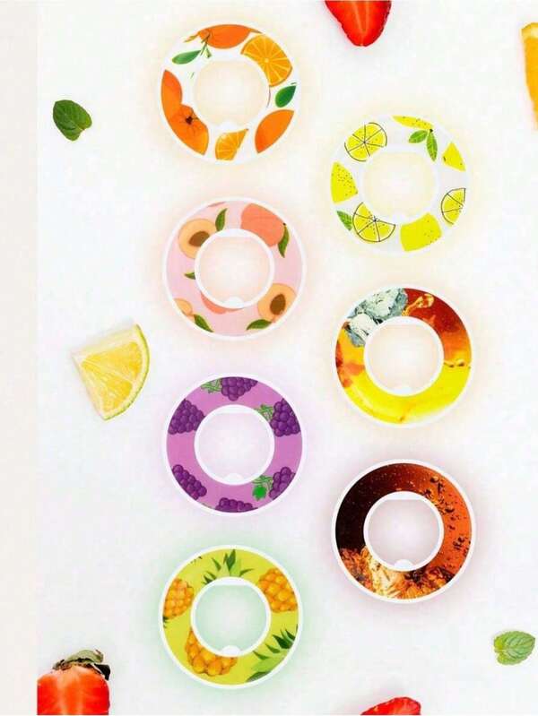 3pcs /5pcs Round Fruit Drink Flavor Pod, Creative 0 Sugar 0 Calorie Flavor Ring, Suitable For Plastic Water Bottles, Sports Water Cups, Sports Cup Accessories