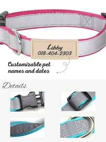 Reflective Dog And Cat Collars With Name, Personalized Pet Collars With Reflective Effects - Custom Engraved With Your Pet's Name And Phone Number, With A Detachable Buckle, Suitable For Both Male And Female Dogs, And Available In Three Adjustable Sizes: Small, Medium, And Large.