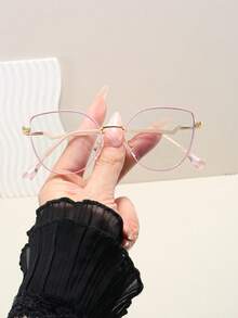 1pc Cat Eye Round Frame Decorative Glasses For Phone, Computer, Reading, Available In Multiple Colors, Fashion Versatile Women Non-Prescription Glasses