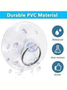 1.6 Inch Transparent Suction Cup Hooks With Rings, Non-Slip Wall And Window Hooks For Kitchen, Bathroom And Bedroom Storage, Transparent Key Rings, Suction Cups, Glass Hooks, Hangers - Clear - View 5