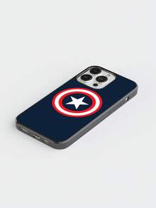 Funda Protectora de uso rudo para Celular con Diseño de Superheroes Cap Ame Escudo Laterales Negros Flexibles 05 - Negro - Ver 3