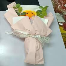 Flor de girasol y cara sonriente tejida a mano a ganchillo, regalo de cumpleaños para la novia