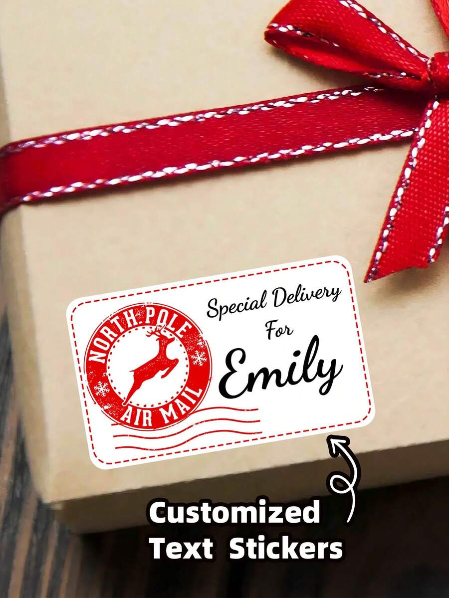 1-180 Stücke personalisierte Weihnachts-Adressaufkleber, anpassbare Aufkleber, personalisierte Cartoon-Wandaufkleber für Räume, Namens-Wandaufkleber für Heimdekoration, PVC-Wandkunst Tapete, Heimdekoration, multifunktional, anpassbar