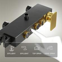 1 Vintage Black And Gold Shower Set, Featuring A Multi-Function Faucet And Storage Rack, Suitable For Home Bathrooms. Bathroom Accessories Bathroom Tools - Black and Gold - View 5