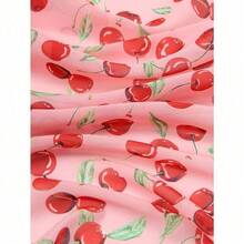 1pc Cherry Printing 70cm Bandana Women All-Match Waist Belt Pack Decoration Headscarf Streamer Headwear Fashionable Scarf ,Hair Band,Head Band Ideal For Dressing Up Your Look Valentine's Day Valentines