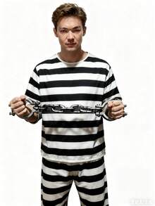 1 pieza Cadena de esposas gris oscuro de Halloween, pulsera de prisionero, estilo versátil, adecuado para fiestas de disfraces de Halloween, mascaradas, actuaciones y uso diario