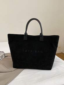 Bolso de hombro de mujer de gran capacidad, elegante y sencillo, de pana, para uso casual y de vacaciones