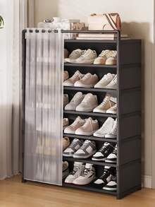 1 pieza Zapatero multiusos con cortinas para el hogar, gabinete para zapatos, almacenamiento, estantería de exhibición, con cajones, con cortinas para almacenamiento de zapatos, gabinete para zapatos de gran capacidad para uso interior y exterior, adecuado para entradas, hogar, interior, regalos de festivales, regalos de Navidad, regalos para niños