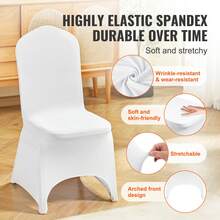 Housses de chaise pliantes en élasthanne élastique, universelles, avec revêtement incurvé, amovibles et lavables, pour mariage, banquet, fête, célébration, salle à manger (lot de 50, blanc) - 50Pcs Gewölbter Vorderbezug - Voir 2