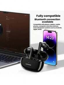 Lenovo Os fones de ouvido semi-intra-auriculares TA210 são confortáveis de usar, leves e esportivos, com cancelamento de ruído ativo adaptativo, Dolby Atmos, à prova de suor, duráveis e com emparelhamento rápido. Moon Rock Branco - rocha lunar branca - Visão 6