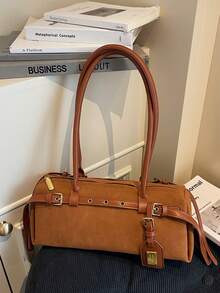 Fashionable New Women's Retro One Shoulder Baguette Bag, Elegant Metal Buckle Strap Decor, Mature High-End Quality, Suitable For Travel, Shopping, Dating, Versatile