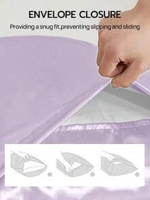 2/3pcs Luxury Satin Bed Sheet Set, Includes 1pc Deep Pocket Fitted Sheet And 1/2pc Pillowcase - 100% Polyester, Solid Color, Silky Smooth, Suitable For All Seasons - Machine Washable - Suitable For Home And Hotel, Oeko-Tex Certified - Taro Purple - View 6