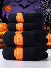 2条/1条珊瑚绒童话黑色邪恶南瓜浴室装饰毛巾，柔软吸水不掉毛男女通用沙滩/浴巾，大尺寸，适合家庭、户外泳池、午睡毯、美容院浴巾、酒店运动、家居用品、毛巾、护肤浴巾 - 多色 - 查看 2