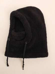 1个纯色儿童毛绒耳罩，带帽子，适合保暖和日常旅行 - 毛絨套頭帽 - 查看 14