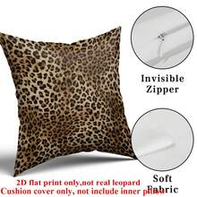1 Stück oder 2 Stücke 2D flach bedruckter, brauner Leopard Kissenbezug - Gepard Kissenbezug 17.7x17.7inch Polyester Muster Kissenbezüge dekorative Kissen für Zuhause Couch Bett Sofa, ohne Innenkissen - Braun - Übersicht 3