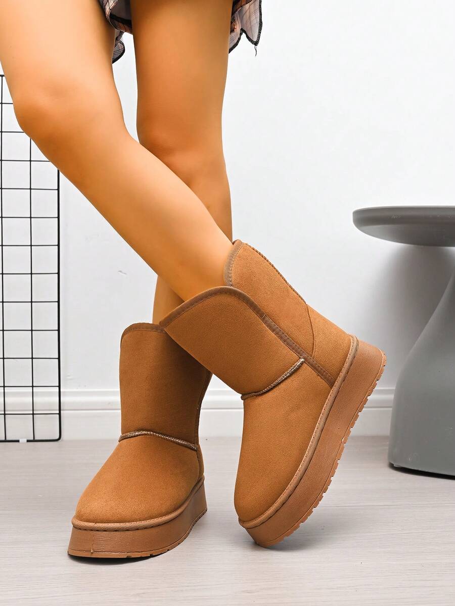 Bottes western pour femmes, bottes de neige doublées thermiques, bottes mi-mollet , convenant pour le port en extérieur