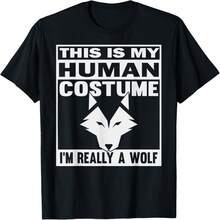 This Is My Human Costume I'm Really A Wolf Funny Halloween T-Shirt - 黑色 15 - 查看 1