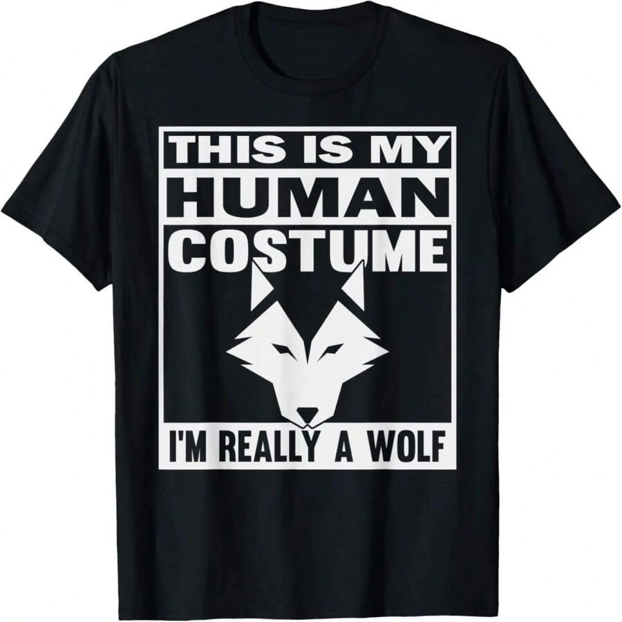 This Is My Human Costume I'm Really A Wolf Funny Halloween T-Shirt - 黑色 15 - 查看 1