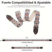 Correa para Guitarra con 1 Botón de Metal y 1 Cierre, 6 Púas de Guitarra, para Guitarra Acústica, Guitarra Eléctrica, Bajo, Ukelele, Negro, Clásico, Casual, Algodón, Cuero - Marrón - Ver 5