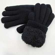 1 para damskich rękawiczek outdoorowych, pogrubione wełniane rękawiczki damskie, czarne polarowe, odporne na zimno i ciepłe rękawiczki outdoorowe dla kobiet, zimowe, odporne na zimno i ciepłe polarowe rękawiczki rowerowe, pogrubione, antypoślizgowe, wełniane rękawiczki dzianinowe, damskie rękawiczki zimowe do ekstremalnie niskich temperatur -30°C