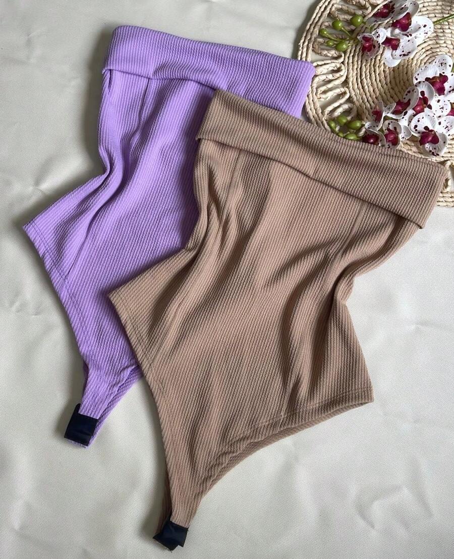 Kit Two (2) Women's Strapless Bodysuits Versatile Elegant Comfortable Spring Summer - Lavender and Beige - View 1