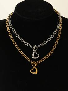 1 pieza de collar de acero inoxidable, hebilla en forma de corazón hueco, elegante y de moda, adecuado para mujeres, resistente al desgaste y lavable, apropiado para el trabajo y reuniones, disponible en todas las estaciones, regalo perfecto