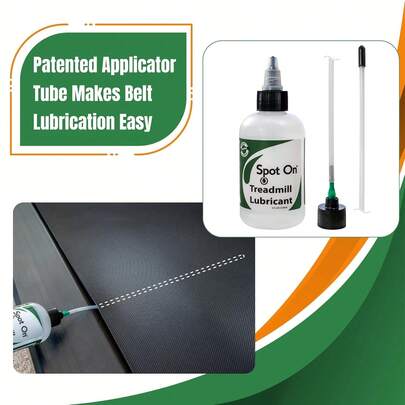 Spot On Lubricante% silicona para banda de Caminadora, fabricado en los Estados Unidos, con una tapa giratoria de precisión y un tubo de aplicación para una lubricación del ancho de la correa
