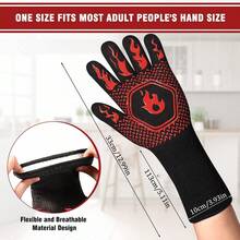 1pc Heat Resistant Oven Gloves - Heatproof, Cut-Resistant, Non-Slip, Men's Silicone BBQ Gloves - Kitchen Cooking Gloves, Suitable For Smoking, Grilling, Baking, Outdoor Camping, Picnic, Cookware Grill Accessories