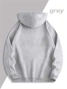 1pc Couple'S Bestseller Thickened Hooded Loose Fit Coat With Geometric Love Design, Casual Wear, Front Pockets & Adjustable Hood For Men & Women - 女式灰色單件 - 查看 3