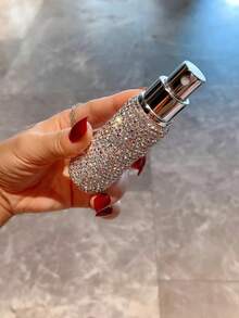 1pc 10ml Refillable Luxury Rhinestone Decorated Perfume/Toner Spray Bottle, Portable Cosmetic Decanting Container Suitable For Liquid, Gift For Men & Women - Silver - View 6
