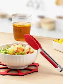 Stainless Steel Silicone Head Barbecue Food Clip, Silicone Head Is Not Easy To Scratch.High Temperature Resistance, Easy To Use, Suitable For Kitchen Cooking, Barbecue, Flip Salad And Baking, Kitchen Barbecue Supplies, Random Colors