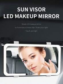 OBOVAY 可充电LED化妆镜，适用于汽车遮阳板，3种调光模式，触控操作，卧室装饰，旅行化妆镜，适用于轿车、卡车和SUV - 送给她的理想礼物，600mAh，圣诞礼物，车载化妆工具 - 彩色 - 查看 5