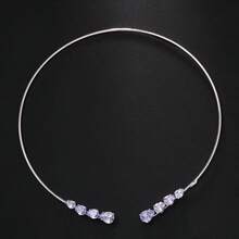 Colier tip choker deschis cu zirconiu strălucitor de lux, colier cu strasuri de înaltă calitate pentru femei, accesoriu elegant și versatil pentru colier