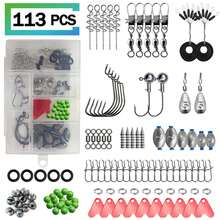 319/246/217/173/113件套钓鱼配件套装，包含钓具盒、鱼钩、珠子、铅坠、旋转环、鱼饵及其他钓鱼装备 - 彩色 - 查看 5